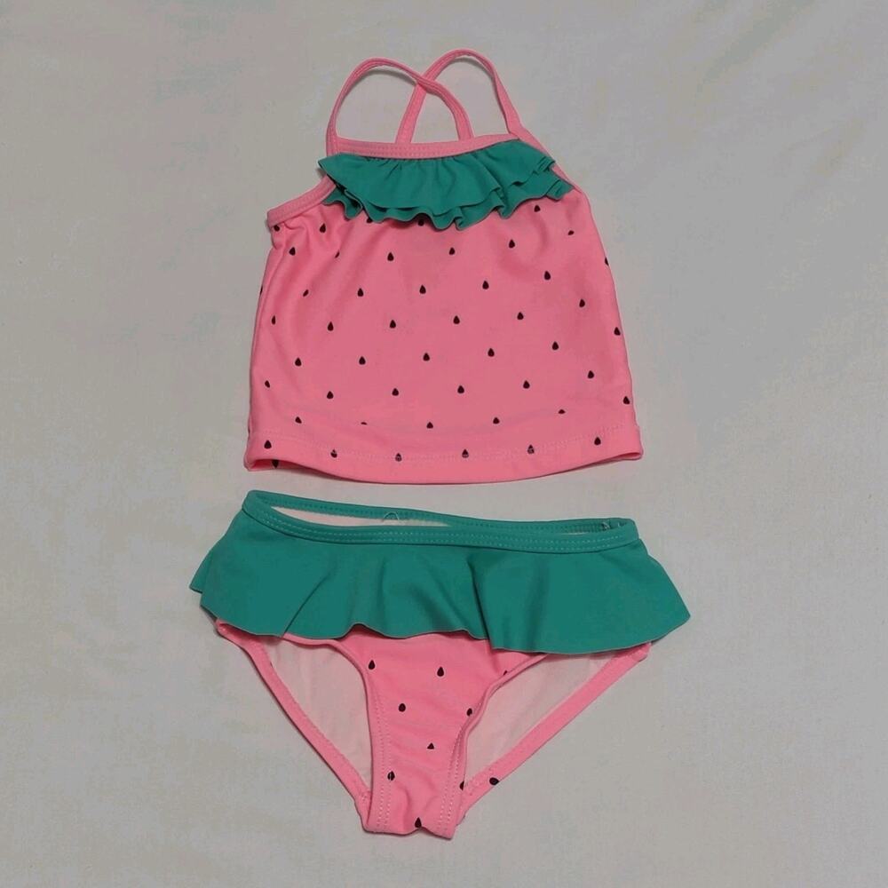 Carter's Infant Girl's Watermelon 2 Pc Swimsuit Set Size 9 Months Pre-owned EUC